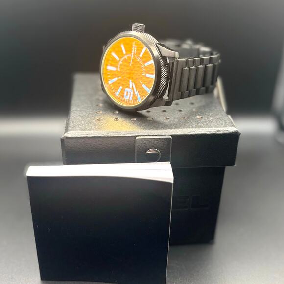 Diesel DZ-1844 Rasp Mens Ion Plated Stainless Steel Blue Dial Quartz Watch NIB - Picture 8 of 17